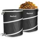 Rachmi 40 Gallon Collapsible Trash Can 2-Pack | Reusable Outdoor Pop-Up Yard Waste Leaf Bag Garden Garbage Bin for Camping, Black