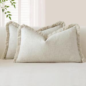 ATLINIA 100% Linen Pillowcases Set of 2, King Size 20" x 36" Pillow Case, Linen Pillow Sham (Natural)