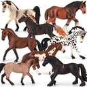 Divwa 8 Pieces 6'' Plastic Horse Figure Toy Set for Girl,Big Realistic Horse Toy Figurine Farm Animal Gift for Boy Toddler Kid,Horse Party Favor Decoration Supplies Birthday Pinata