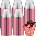 Lounsweer 100 Pcs 9oz Rimmed Plastic Cups Wedding Clear Cocktail Cups Heavy Duty Disposable Wine Glasses for Birthday Bridal Shower Baby Shower Holiday Celebrations(Pink)