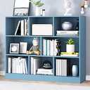 IOTXY Open Shelf Low Bookcase - Wooden 3-Tier Cube Bookshelf, Bright Blue, Size: 100CM Base