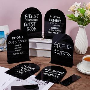 6 PCS Acrylic Black Wedding Signs for Ceremony and Reception, Cards and Gifts Sign for Wedding, Please Sign Our Guestbook, Favors, In Loving Memory, Black Wedding Decor 5 x 7 Inch