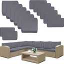14 Pack Patio Cushion Covers Set Outdoor Cushion and Pillow Replacement for 7 Pieces 6 Seater Funiture Conversation Set Sectional Waterproof Patio Cushion Slipcovers Set Dark Grey COVERS ONLY