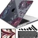 DONGKE for M4 MacBook Pro 16 Inch Case 2024 2023 2021 A3403 A3186 M3 A2991 M2 A2780 M1 A2485 Pro/Max Chip, Plastic Hard Shell Case & Keyboard Cover for Mac Pro 16 with Touch ID, Dahlia Flowers