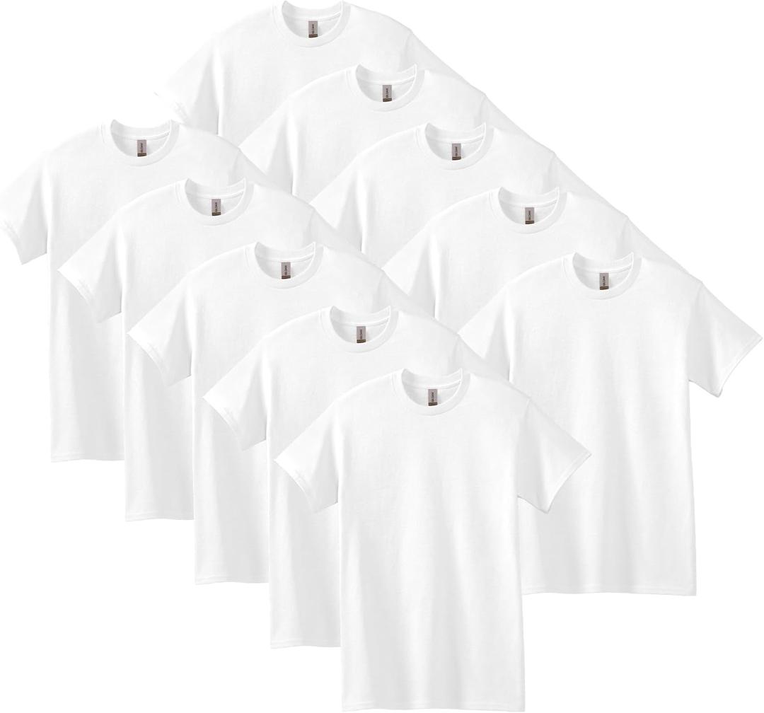 Gildan Men's Heavy Cotton T-Shirt, Style G5000, Multipack, White (10-Pack), Large