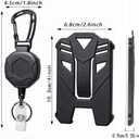Badge Holder Retractable Clip Heavy Duty Carabiner Badge Reel Keychain with Lanyard ID Cards Holder Cool Tactical ID Holder