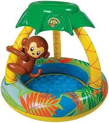 Poolmaster Learn-to-Swim Go Bananas Monkey Inflatable Kiddie Pool With Canopy Multicolor