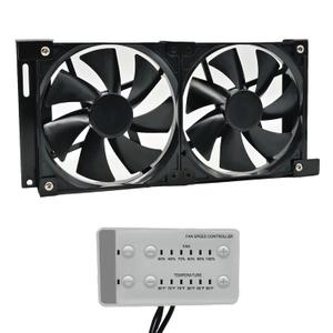 𝐔𝐩𝐠𝐫𝐚𝐝𝐞 RV Fridge Vent Fan, 5.5 Inch Rv Fridge Fan, 12V RV Fridge Ventilation Cooling Fan, Manual and Automatic Modes, Fridge Fast Cooling Fans, Speed Controller