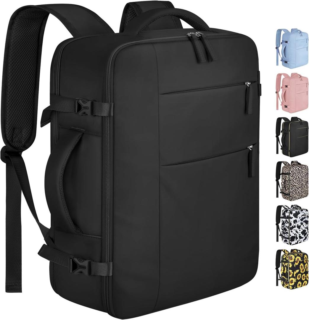 Capolo Travel Backpack for Women Men Waterproof Laptop Backpack Airlines Approved Personal Item Backpack Bag Computer Bookbag for Business, Work, Traveling Fits 15.6 Inch Laptop(Black Zipper)