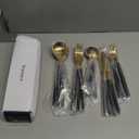 Matte Gold Silverware Set with black handle, Vanys 30 Piece Stainless Steel Cutlery Flatware Set, Kitchen Utensil Sets for 6, Tableware With Knife Spoons And Forks Set, Satin Finished Polished