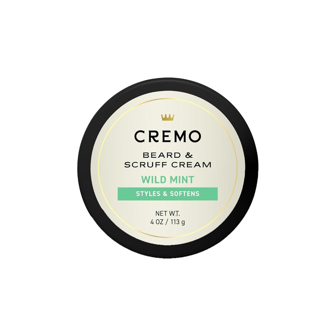 Cremo Beard & Scruff Cream, Wild Mint, 4 Ounce (Pack of 1) - Soothe Beard Itch, Condition and Offer Light-Hold Styling for Stubble and Scruff