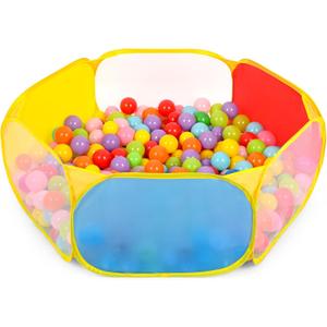 Eocolz Kids Ball Pit Large Pop Up Toddler Ball Pits Tent for Toddlers Girls Boys for Indoor Outdoor Playhouse Baby Playpen w/Zipper Storage Bag, Balls Not Included (Blue Yellow Red Green)