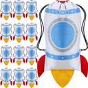 Kingdder 12 Pcs Rocket Drawstring Bags Party Favor Bags Rocket Space Themed Sport Astronaut Backpack Candy Goodie for Kids