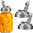 Mason Jar Pour Spout Lid Stainless Steel,Pour Spout Flip Cap Lids for Mason Jars,No Rust Leaking Proof for Home Brewing Fruit Fermenting Drinks Airtight(2PCS) (Wide Mouth)