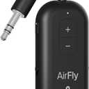 AirFly Pro 2  Bluetooth Adapter for Airplane, Pair 2 AirPods or Wireless Headphones  3.5mm AUX Bluetooth Transmitter and Receiver for Cars, Boats, Treadmills, TVs Airplane Travel Essentials, Black