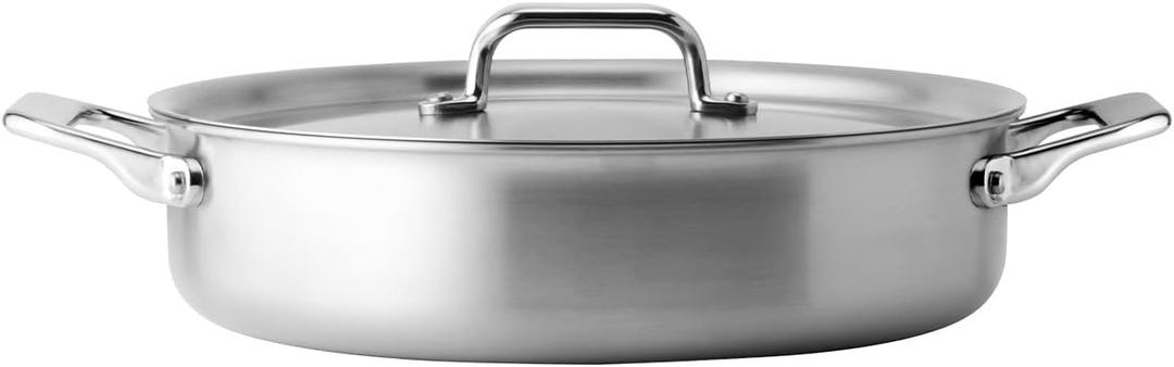 Misen 5-Ply Stainless Steel 6QT Rondeau  Wide, Flat Cooking Surface - Even Heating, Perfect Searing - Durable, Versatile Cookware  Oven-Safe to 800F, Induction Compatible