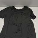 Black Shirts for Women Short Sleeve Summer Tops Trendy 2025 V Neck Tshirts Blouses Dressy Casual Tunic Maternity Shirts Black L