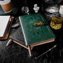 ZXHQ A5 Journal with lock, 120Gsm 224 Pages Lock Diary, Pen Set, Brown Edge, Refillable, Leather Hardcover, Fine Inner Pocket (5.9 x 8.5 inch) - Black