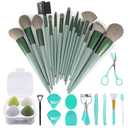 Koccido Makeup Brushes 30 Pcs Makeup Kit,Foundation Brush Eyeshadow Brush Make up Brushes Set (Green, 30 Piece Set Large)