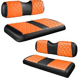 NOKINS 4PCS Golf Cart Diamond Seat Covers Kit,Front and Rear Seat Covers Fits for EZGO/Club Car/Yamaha Original Regular Seat Cushion, No Stapler