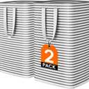 Lifewit 2 Pack Laundry Hamper Large Collapsible Laundry Baskets, Freestanding Waterproof Clothes Hamper with Easy Carry Handles in Laundry Room Bedroom Bathroom College Dorm for Adults, Black, 2 x 80L