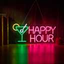 Happy Hour Bar Neon Sign for wall dcor with Dimmable Switch Happy Hour LED Neon Signs Bedroom Beer Neon Light Sign Decor.