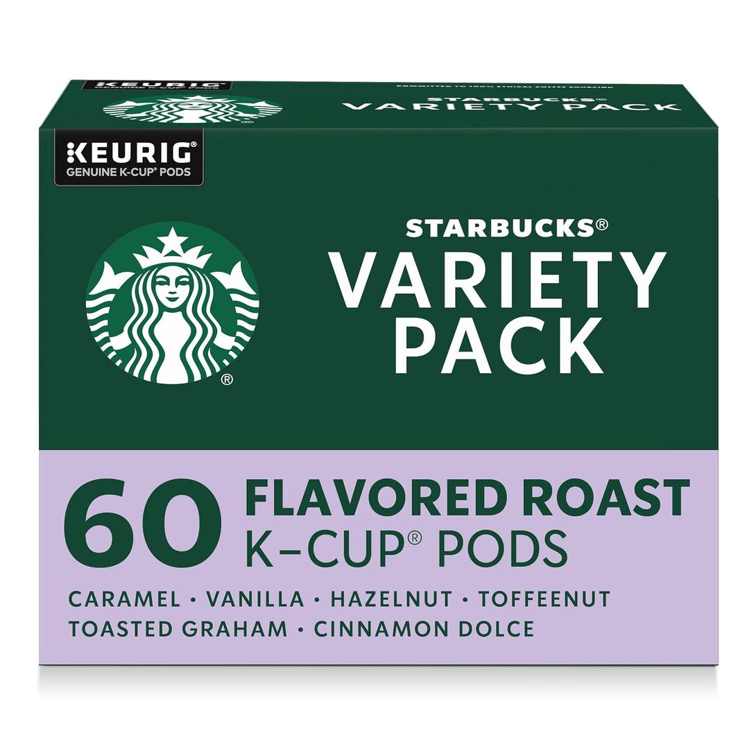 Starbucks K-Cup Coffee Pods, Flavored Hot or Iced Coffee, Variety Pack, 60 Keurig Pods (EXP 11/02/26)