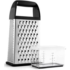 Urbanstrive Cheese Grater With Container Box Grater Stainless Steel Graters for Kitchen Cheese Shredder Parmesan Shredder Kitchen Gadgets Kitchen Tools Kitchen Gifts for Chef Dishwasher Safe Zester