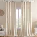 Joydeco Velvet Curtains White Blackout Curtains Thermal Insulated 108 inches Long Window Curtains Soft Room Darkening Drapes for Bedroom Living Room Elegant Rod Pocket 2 Panels Cream White
