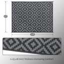SAND MINE Waterproof Outdoor Rug 9x12 ft, Plastic Reversible Rug, Modern Area Rug, Large Floor Mat for Outdoors, RV, Patio, Backyard, Deck, Picnic, Beach, Camping, Black Grey Lattice
