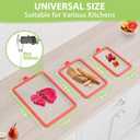 Freshmage 2Pcs Tempered Glass Cutting Boards for Kitchen, Glass Cutting Board Set (15"x10" & 12"x8") with Non-Slip Silicone Edges and Hanging Hole, Clear Cutting Board for Countertop & Chopping