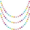 WILLBOND 3 Pieces Wool Felt Rainbow Ball Garland Colorful Pom Pom 6.5 ft Long 24 Ball Garland for Easter Mardi Gras Classroom Halloween Thanksgiving Xmas (Rainbow Colors), 6.56 feet