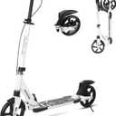 Nattork Scooter for Kids 8-12, Teens and Adults- Adjustable Height Folding Kick Scooter with Large Sturdy Wheels for a Smooth Ride, Lightweight, Anti-Shock Suspension (Pro-Silver Mist (Disc-Brake Version))