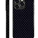 for iPhone 16 Pro Case,HL2 Polka Dot Black Hybrid 2 Layer Hard Shell Silicone Protective Pattern Design Case