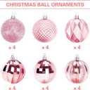 JULMELON 24PCS Large Christmas Balls Ornaments,60mm/2.4 in Shatterproof Plastic Decorative Xmas Tree Ornaments, Assorted Christmas Ball Ornaments for Wedding Mothers Day Party Decorations (Pink)