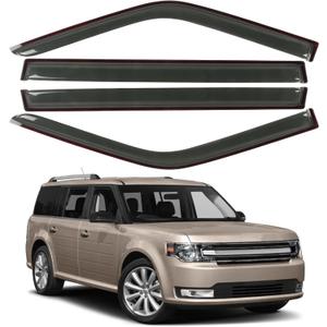 Window Visors Rain Guards Fit for 2009-2019 Ford Flex, Outside Mount Wind Deflector Shade, Tape-on Smoke Tinted Vent Visor Shields, 2010 2011 2012 2013 2014 2015 2016 2017 2018