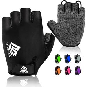 Bike Gloves for Men Women with Anti-Slip Shock-Absorbing Pad, Light Weight Half-Finger Cycling Gloves L