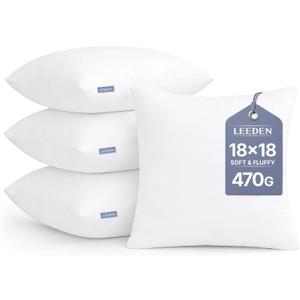 Leeden 18x18 Throw Pillow Inserts Set of 4, Pillow Forms for Couch