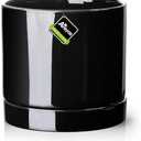Aveyas 10 inch Ceramic Plant Pot with Drainage Hole and Saucer - Suitable for Indoor and Outdoor Use, Modern Planters for House Garden Flower Tree Snake Monstera Plants (10", Glossy Black)