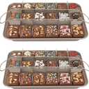 Ailelan Brownie Pan with Dividers, Brownie Pan, Non Stick Brownie Pan with Removable Cutter, Brownie Tray,18 Pre-slice Brownie Baking Tray, 2pk