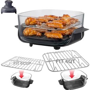 2PCS Crisper Rack for Ninja Crispi Air Fryer FN101, for COSORI Rellytech Crispi Accessories, Grill Racks for Ninja Crispi Replacement Parts, Stackable Rack, Stainless Steel SUS304, 7.2 inches, 5.4 inches