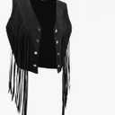 Yaomiao 70s Hippie Womens Fringe Vest Western Felt Cowgirl Costume Rivets Sleeveless Faux Suede Tassels Jacket, M