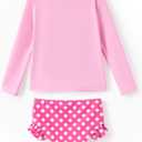 Disney Mickey and Friends Girl Two Piece Long Sleeve Swimsuit Rashguard Bathing Suit (2Y, Pink)