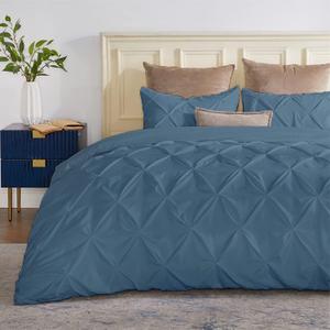 SLEEP-NEST Super King Pinch Duvet Cover Set 120x120 Inch 3 Piece 100% Egyptian Cotton with Zipper Closure 800TC All Season Breathable 10x10ft, Oversized King Plus, Pinch Pleated - Medium Blue