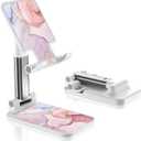 Pink Marble Foldable Phone Holder - Desk/Tablet Stand with Adjustable Viewing Angle for iPhone, Samsung & Other Smart Phones