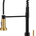 GIMILI Kitchen Faucet with Pull Down Sprayer Single Hole Stainless Steel Sink Faucet, Suitable for Farmhouses, RV, Laundry Room, Outdoor, and Campers. Llave para fregadero de cocina Black and Gold