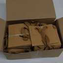 Qilery 50 Pcs Christmas Mini Paper Gift Bags Bulk with Tissue Paper Small Gift Bags with Handle and Tags for Birthday Wedding Thanksgiving Christmas Party Business(Brown,4.7 x 2.4 x 3.9'') (1 count (Pack of 50))