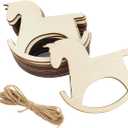 30 Pack 4 Inch Wood Rocking Horse Crafts Unfinished Wood Rocking Horse Cutouts Wooden Rocking Horse Hanging Ornaments DIY Rocking Horse Craft Gift Tags for Home Party Decoration Craft Project