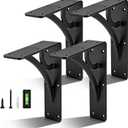 4PCS Heavy Duty Shelf Brackets for 8-10in Shelves - 330LBS Capacity,Metal L Brackets for Wall Mounted Shelving - Decorative & Sturdy Support for Floating Shelves,DIY Projects - Hardware Included