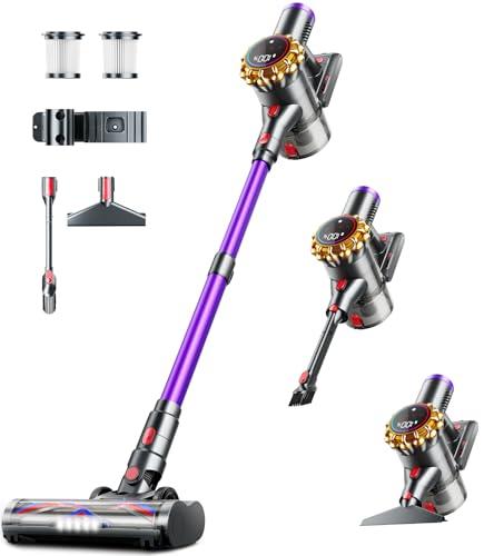 Cordless Vacuum Cleaner,Upgraded 550W 45KPA 60Mins Vacuum Cleaners for Home,Self-Standing Stick Vacuum with LED Display,8 in 1 Lightweight Anti-tangle Wireless Vacuum for Pet Hair Carpet Hard Floors
